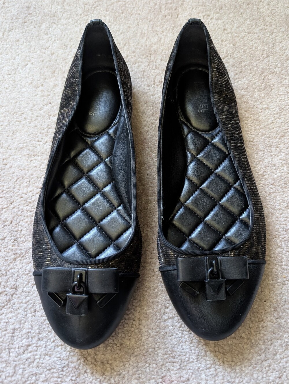 Michael Kors Animal Print Quilted Insole Ballet Flats Coquette Bow Quiet Luxury